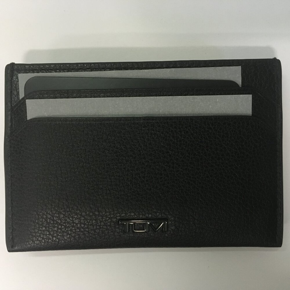 NEW Tumi Nassau Money Clip Card Case - Black Leather